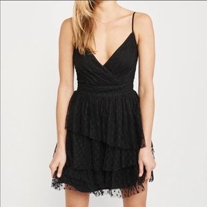 Abercrombie & Fitch Black Ruffle TierDotDress